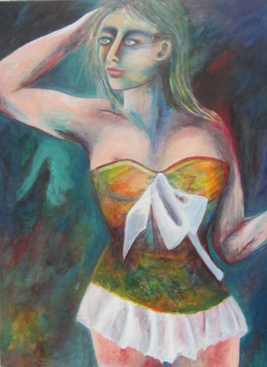 Peinture intitulée "Femme au bustier II" par Emily Helstroffer, Œuvre d'art originale, Acrylique