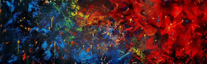 Painting titled "Chaos" by Emily Starck, Original Artwork, Oil Mounted on Wood Stretcher frame