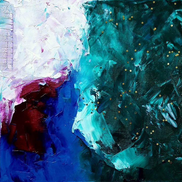 Картина под названием "Abstract stars" - Emily Starck, Подлинное произведение искусства, Масло Установлен на Деревянная рама…