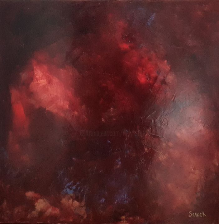 Картина под названием "Red" - Emily Starck, Подлинное произведение искусства, Масло Установлен на Деревянная рама для носилок