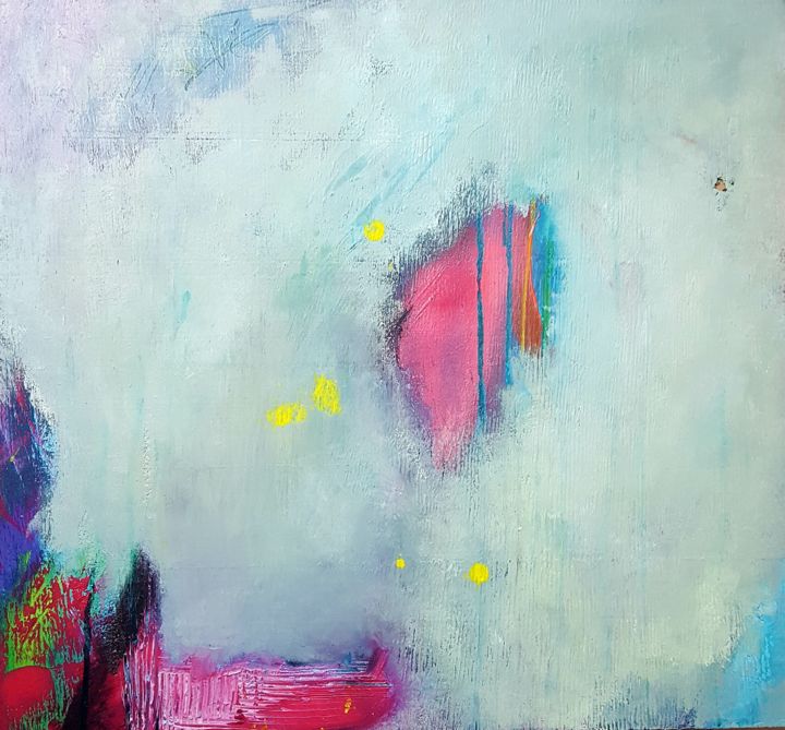 Schilderij getiteld "Retour de la pluie" door Emily Starck, Origineel Kunstwerk, Acryl Gemonteerd op Houten paneel