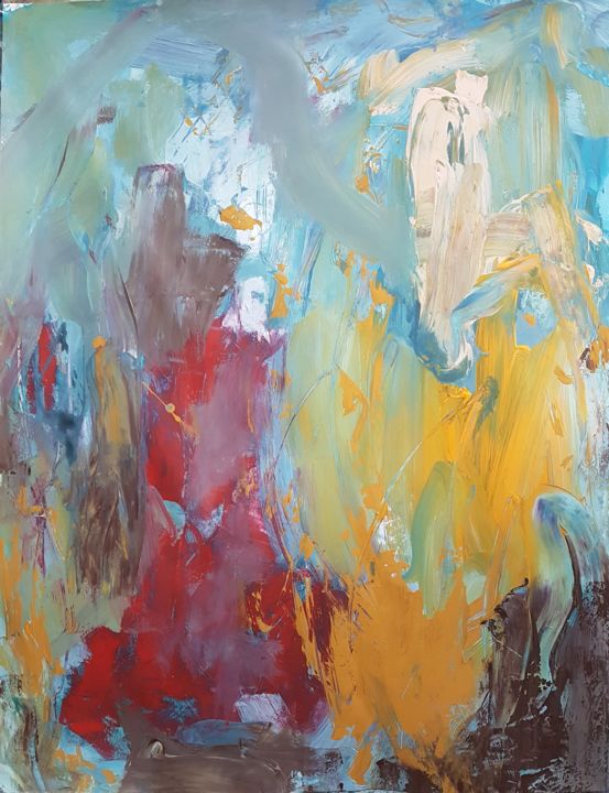 Peinture intitulée "Terres de feu" par Emily Starck, Œuvre d'art originale, Acrylique