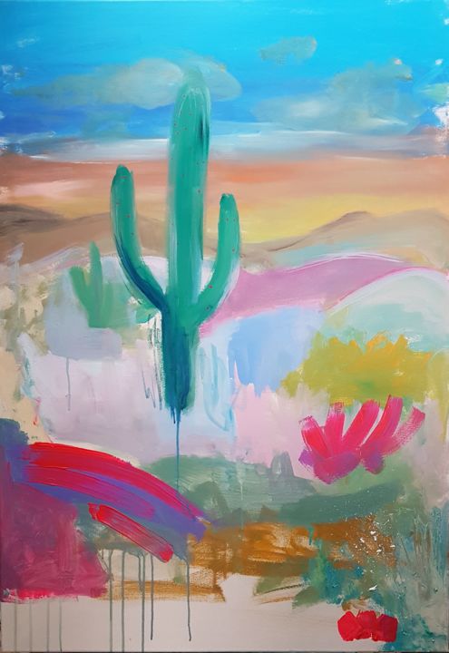 Œuvre d'art: Paysage abstrait au cactus