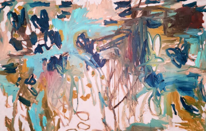 Ζωγραφική με τίτλο "Winter water lilies" από Emily Starck, Αυθεντικά έργα τέχνης, Ακρυλικό Τοποθετήθηκε στο Ξύλινο φορείο σκ…