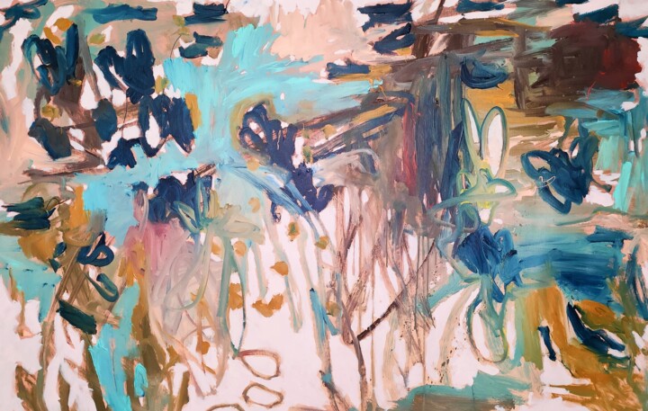 Painting titled "Winter water lilies" by Emily Starck, Original Artwork, Acrylic Mounted on Wood Stretcher frame