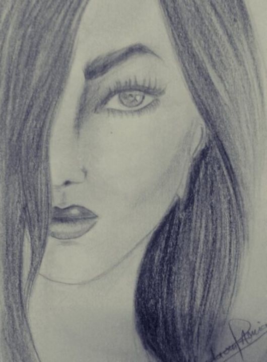 Dessin intitulée "Le regard d'une fem…" par Emira, Œuvre d'art originale, Crayon
