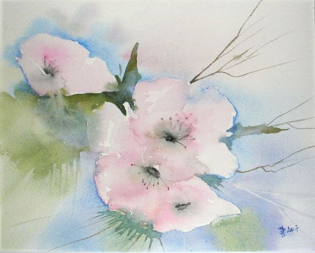 Картина под названием "Fleurs givrées" - Jocelyne Dumont, Подлинное произведение искусства