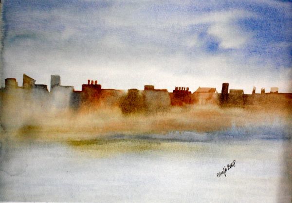 Painting titled "brouillard" by Jocelyne Dumont, Original Artwork