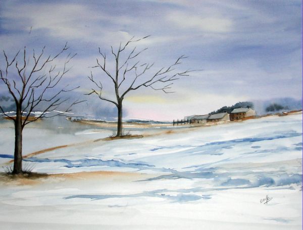 Painting titled "après la neige" by Jocelyne Dumont, Original Artwork