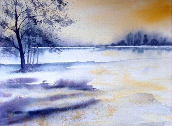 Malerei mit dem Titel "froid d'hiver" von Jocelyne Dumont, Original-Kunstwerk