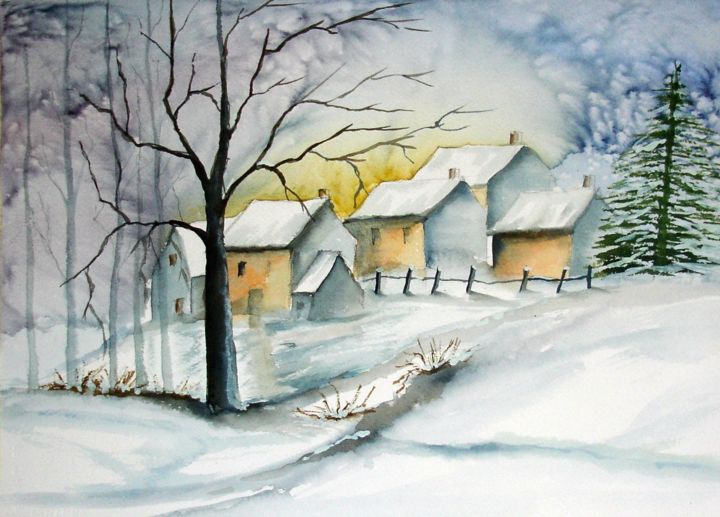 Painting titled "c-est-l-hiver.jpg" by Jocelyne Dumont, Original Artwork