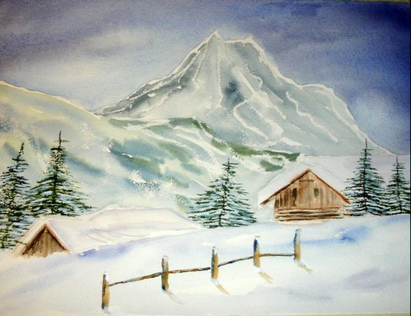 Painting titled "sous-la-neige-2.jpg" by Jocelyne Dumont, Original Artwork
