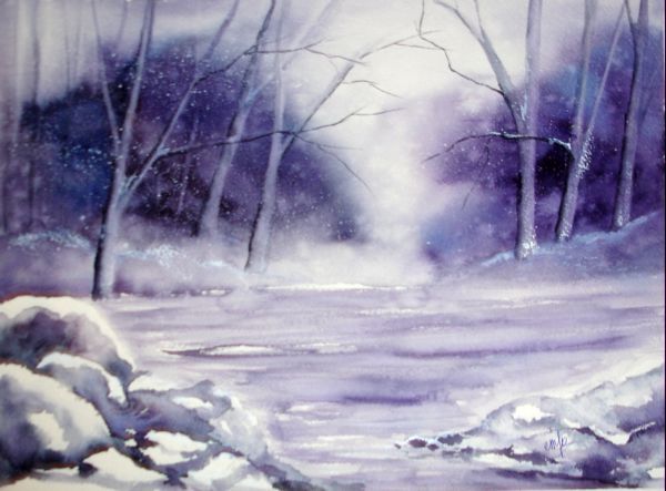 Painting titled "matin-d-hiver.jpg" by Jocelyne Dumont, Original Artwork