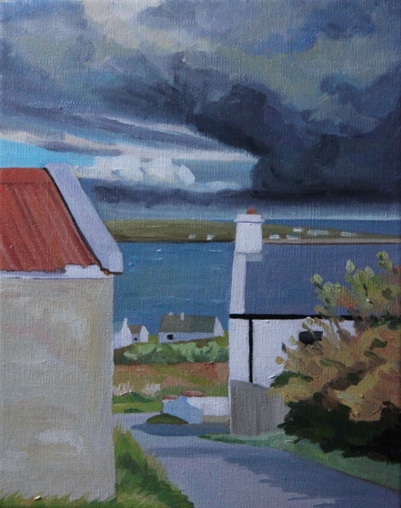 Painting titled "Storm Over Inishbof…" by Emma Cownie, Original Artwork, Oil