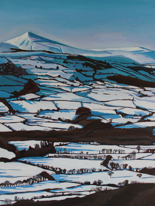 Painting titled "Snowy Sugar Loaf" by Emma Cownie, Original Artwork, Oil