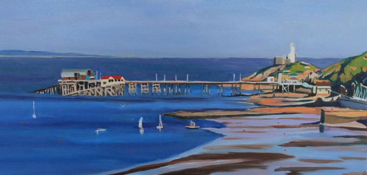 Painting titled "First Tide, Mumbles…" by Emma Cownie, Original Artwork, Oil