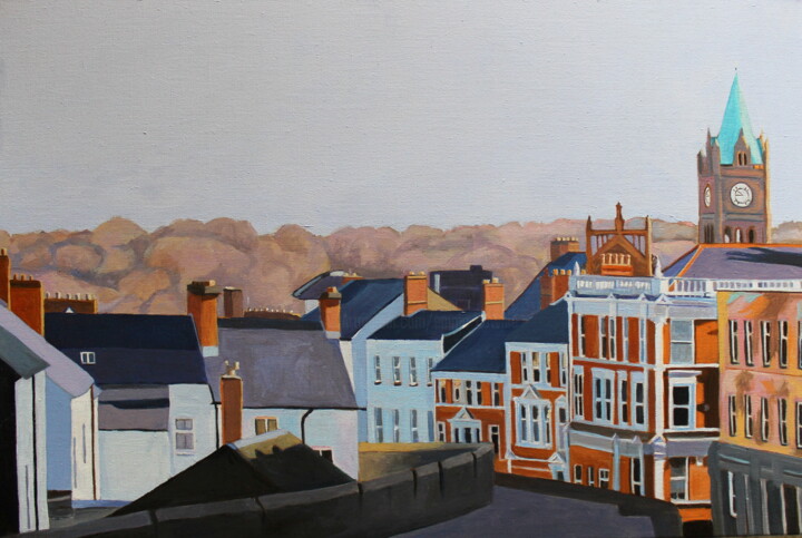 Peinture intitulée "Derry Panorama" par Emma Cownie, Œuvre d'art originale, Acrylique