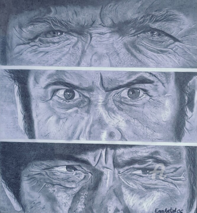 Drawing titled "Le Bon la Brute et…" by Emma Mallaroni, Original Artwork, Pencil