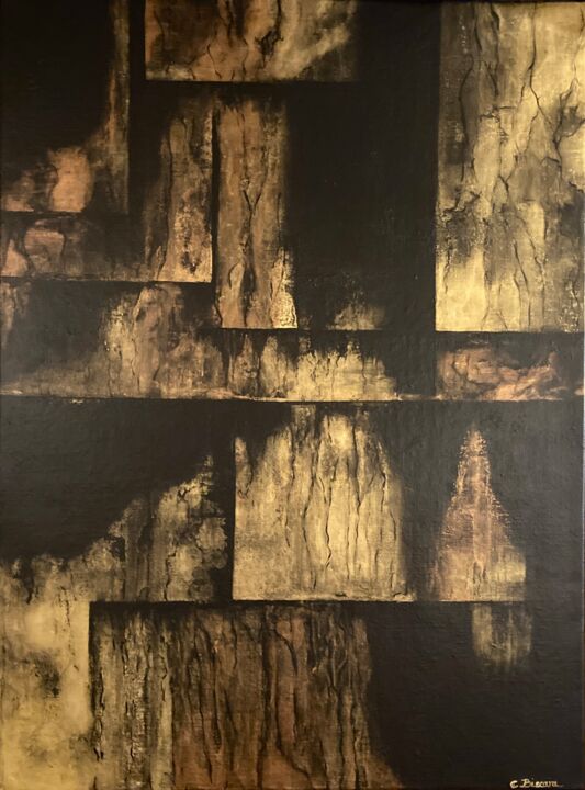 Pintura intitulada "Dans le noir" por Emmanuelle Biscara, Obras de arte originais, Acrílico Montado em Armação em madeira