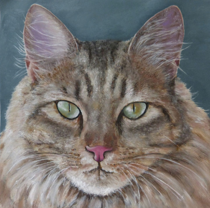 Peinture intitulée "le chat" par Emma Deleury, Œuvre d'art originale, Huile