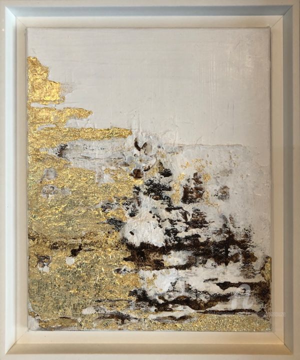 Schilderij getiteld "Espace blanc & or" door Emma Lapassouze, Origineel Kunstwerk, Acryl