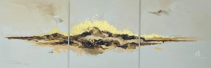 Malerei mit dem Titel "Horizon ensoleillé" von Emma Lapassouze, Original-Kunstwerk, Acryl