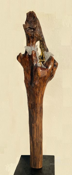 Sculpture titled "Arbres aux cristaux" by Emma Lapassouze, Original Artwork, Wood
