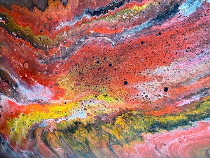 Painting titled "Coulées volcaniques" by Emma Laroche, Original Artwork, Acrylic