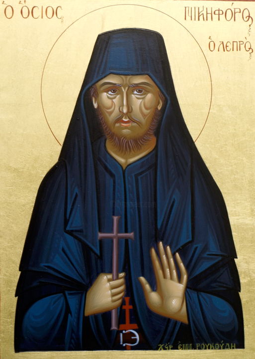 Painting titled "Saint Nikephoros th…" by Emmanouel Roukoudis, Original Artwork, Acrylic