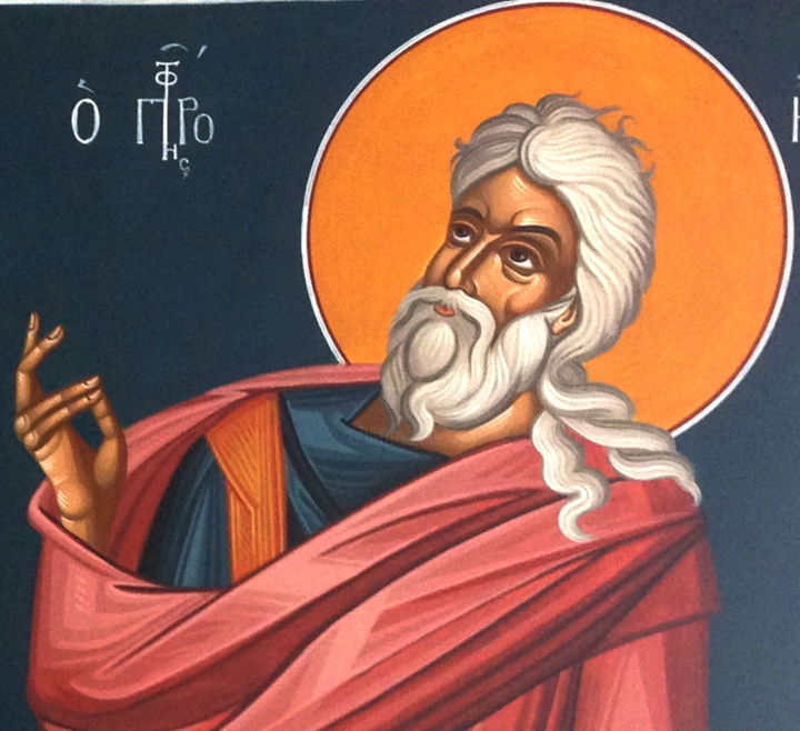 Ζωγραφική με τίτλο "The Prophet Elijah" από Emmanouel Roukoudis, Αυθεντικά έργα τέχνης, Ακρυλικό