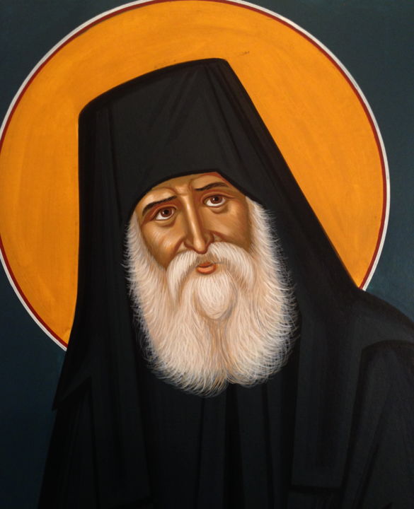 Painting titled "Saint Paisius Athon…" by Emmanouel Roukoudis, Original Artwork, Acrylic