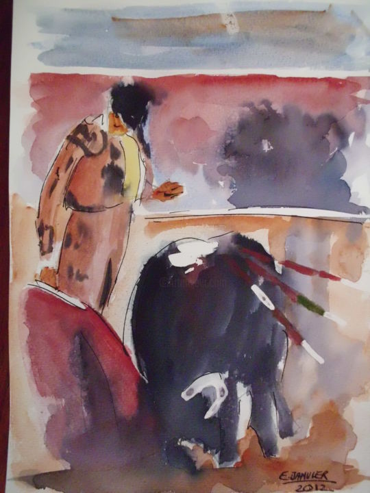 Painting titled "torero-005-2012.jpg" by Emmanuel Janvier, Original Artwork, Oil