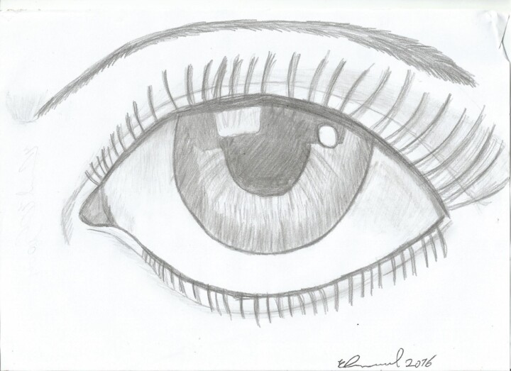 Drawing titled "o olho" by Emmanuel Costa, Original Artwork, Pencil