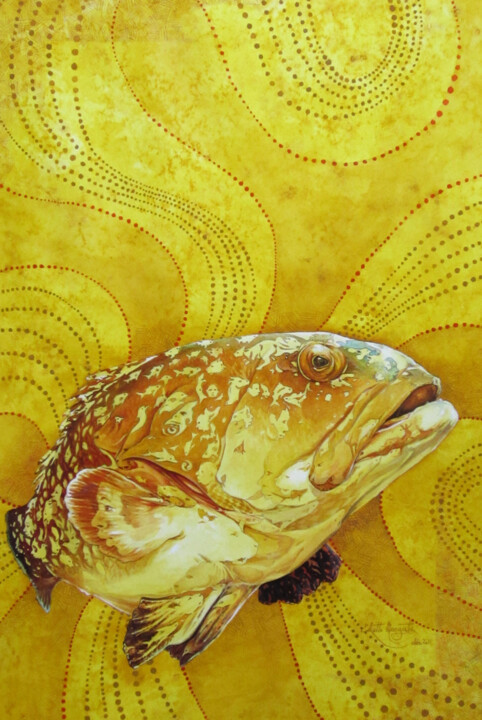 Peinture intitulée "Mérou aborigène" par Emmanuel > Ekotto-Mengata, Œuvre d'art originale, Huile