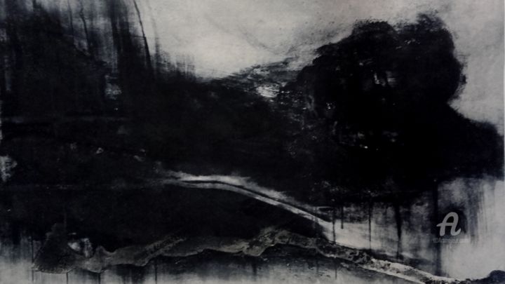 Printmaking titled "Paysage noir" by Emmanuel Gatti, Original Artwork