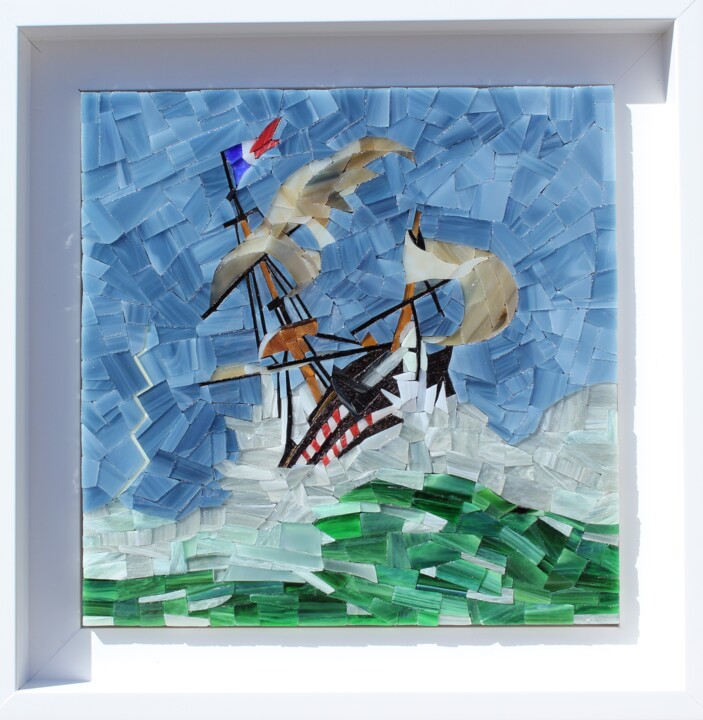 Collages intitulée "EN PERDITION" par Emmanuel Landais, Œuvre d'art originale, Collages Monté sur Panneau de bois