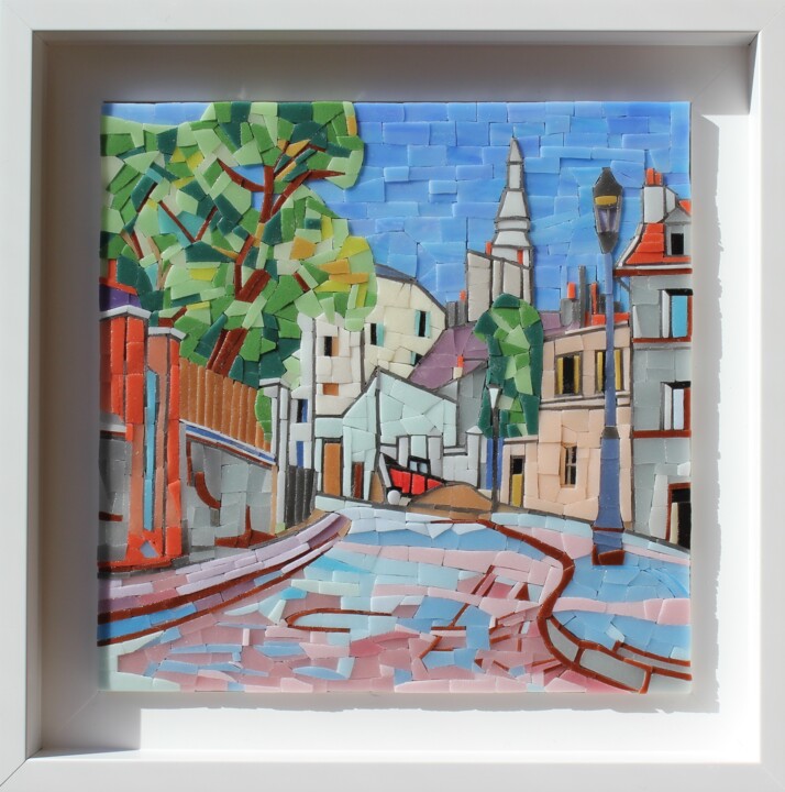 Collages titled "MONTMARTRE, MATINEE…" by Emmanuel Landais, Original Artwork, Collages Mounted on Wood Panel