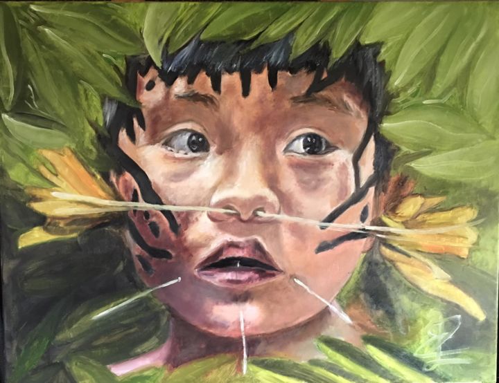 Pintura titulada "AMAZONIA" por Emmanuel Le Pogam, Obra de arte original, Oleo