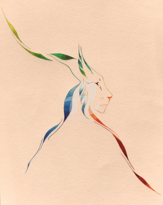 Dessin intitulée "fauve2" par Emmanuel Pagnac, Œuvre d'art originale, Crayon