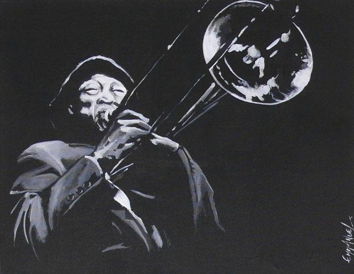 Painting titled "Jazzman" by Emmanuel Pondevie, Original Artwork, Acrylic