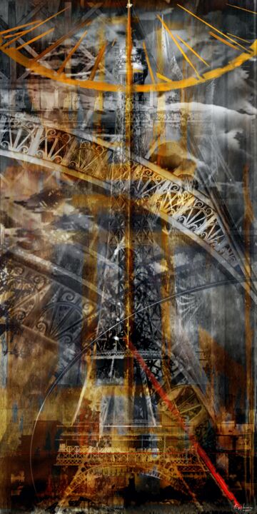 Arts numériques intitulée "Tour Eiffel "façon"" par Epidermic Session, Œuvre d'art originale, Peinture numérique