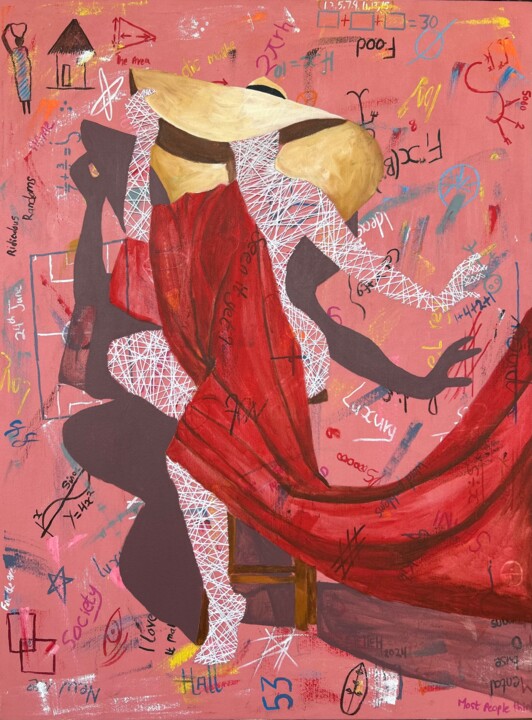 Pittura intitolato "Self love" da Emmanuel Tetteh, Opera d'arte originale, Filo
