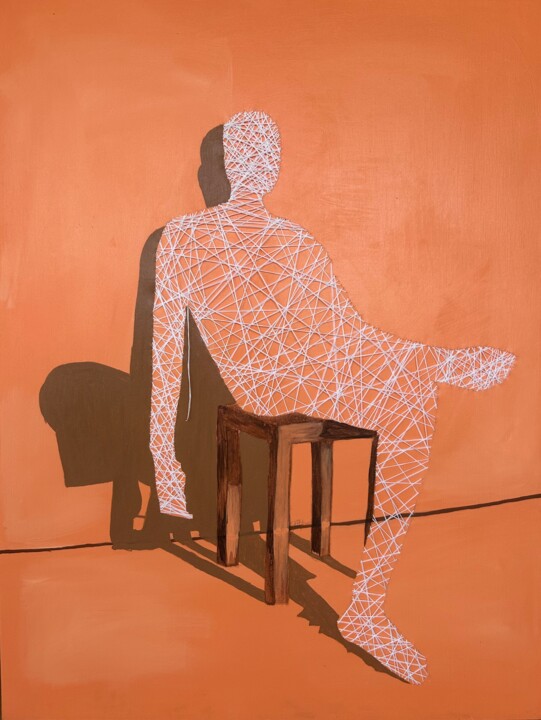 Peinture intitulée "With our thoughts" par Emmanuel Tetteh, Œuvre d'art originale, Fil