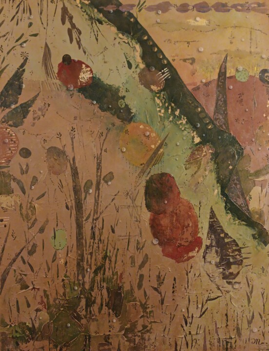 Pittura intitolato "Fruits sauvages" da Emmanuelle Gaillard, Opera d'arte originale, Acrilico Montato su Telaio per barella…