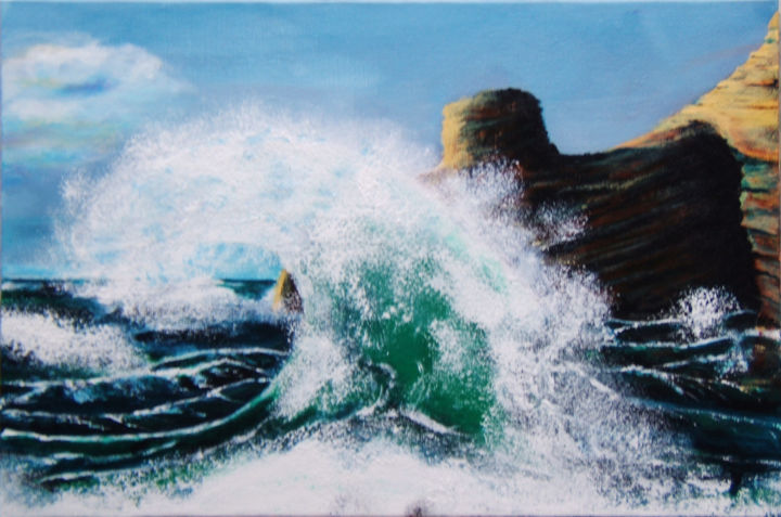 Peinture intitulée "La vague" par Emmanuelle Menny Fleuridas, Œuvre d'art originale, Acrylique Monté sur Châssis en bois