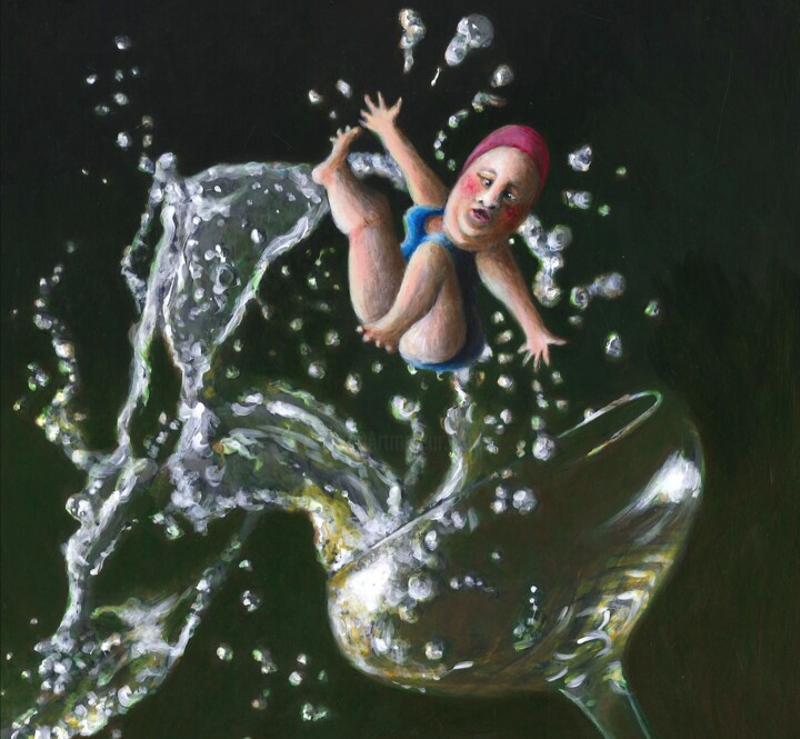 Peinture intitulée "Des larmes de joie" par Emmanuelle Pellet, Œuvre d'art originale, Acrylique Monté sur Carton