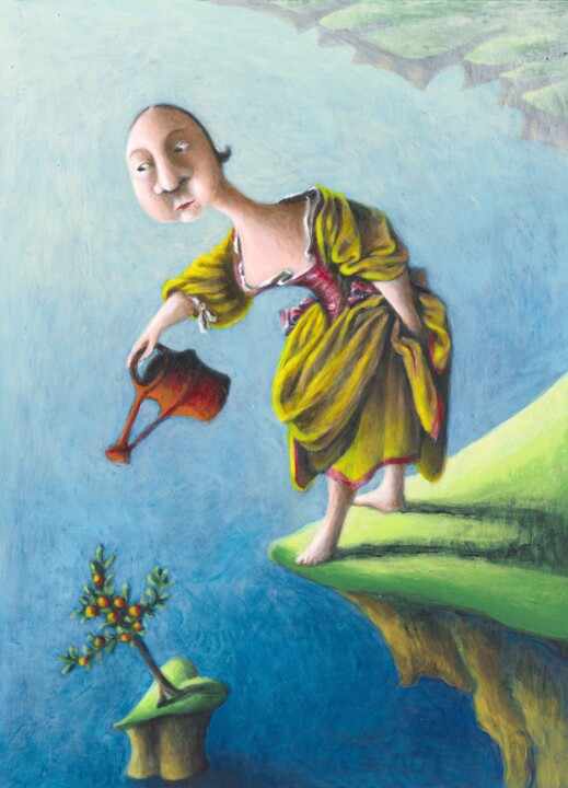 Painting titled "Jardin secret petit…" by Emmanuelle Pellet, Original Artwork, Acrylic