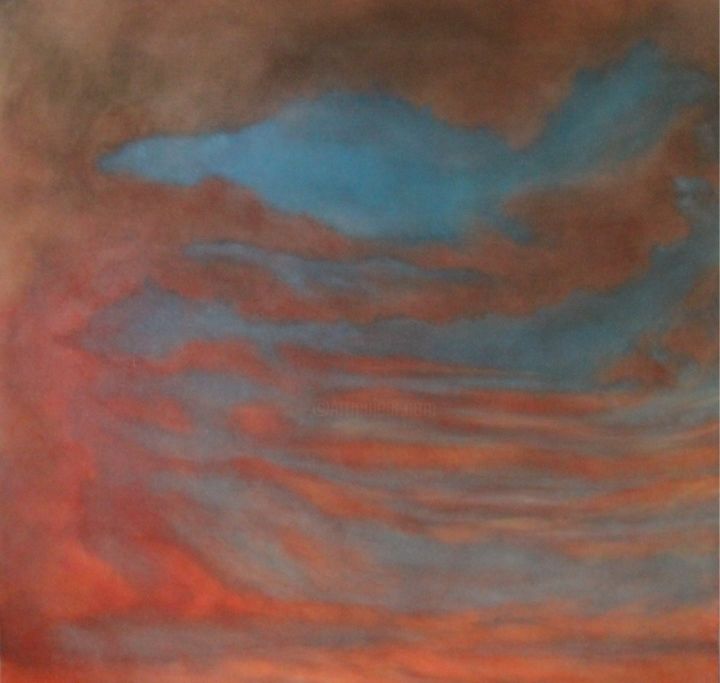 Painting titled "ciel" by Emmanuelle Noizet, Original Artwork, Oil