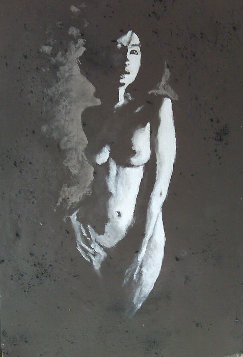 Peinture intitulée "Nu sur la cendre" par Emmanuel Roussel, Œuvre d'art originale