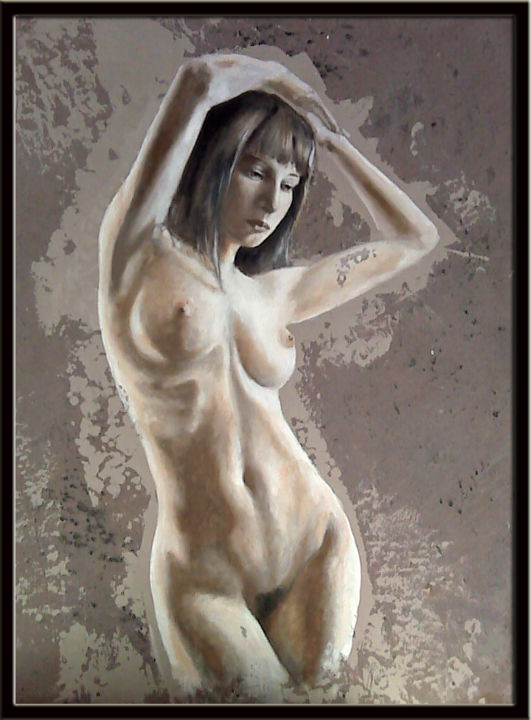 Peinture intitulée "nu et chaux" par Emmanuel Roussel, Œuvre d'art originale